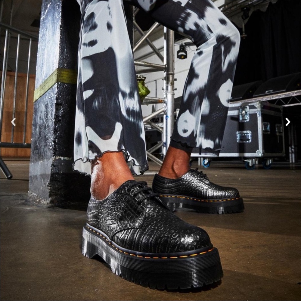 Dr Martens 1461 Quad Croc Print Platform Derby